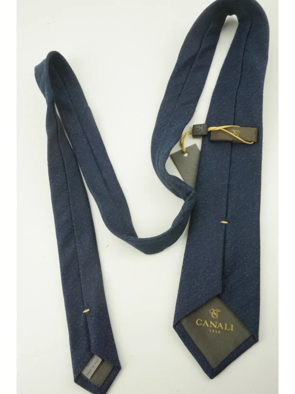 Canali Solid Woven Indigo Berry Blue Silk Tie Brand New With Tags